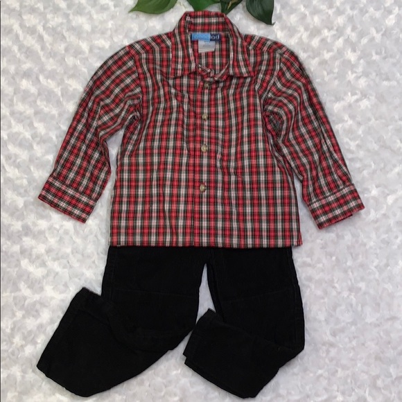 Other - Little Boys Plaid & Corduroy Dress Outfit Size 3T